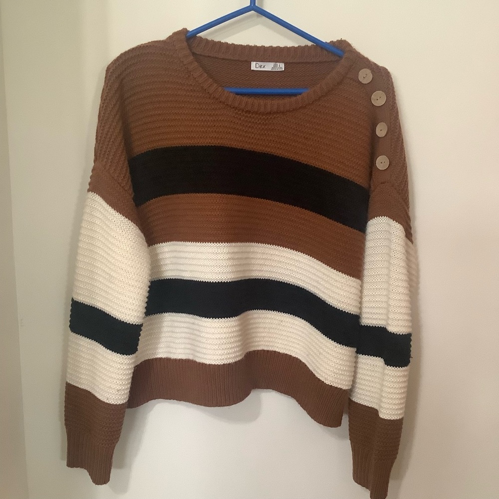DEX Brown & White Striped Sweater